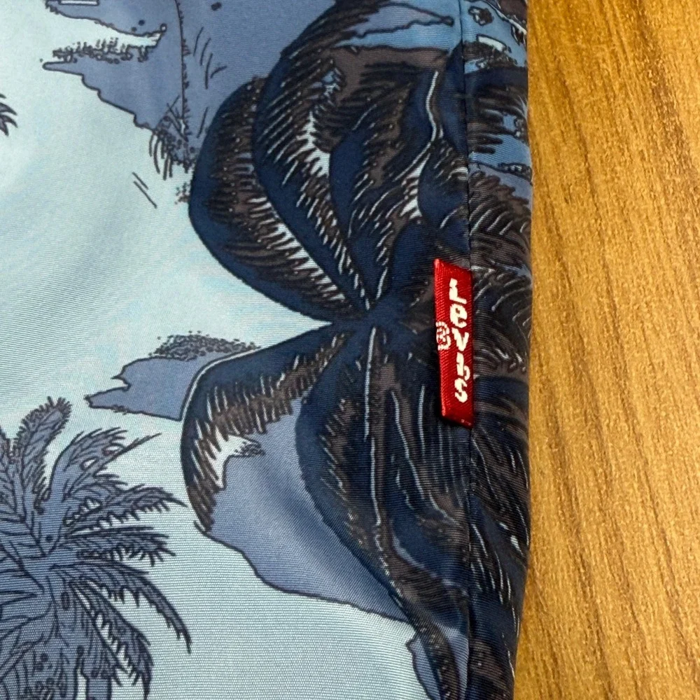 Levi's Pullover Anorak Jacket‎ Hooded Palm Print Blue XL